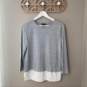 J. Crew Woven Hem Layered Tee Shirt Gray Sz Small